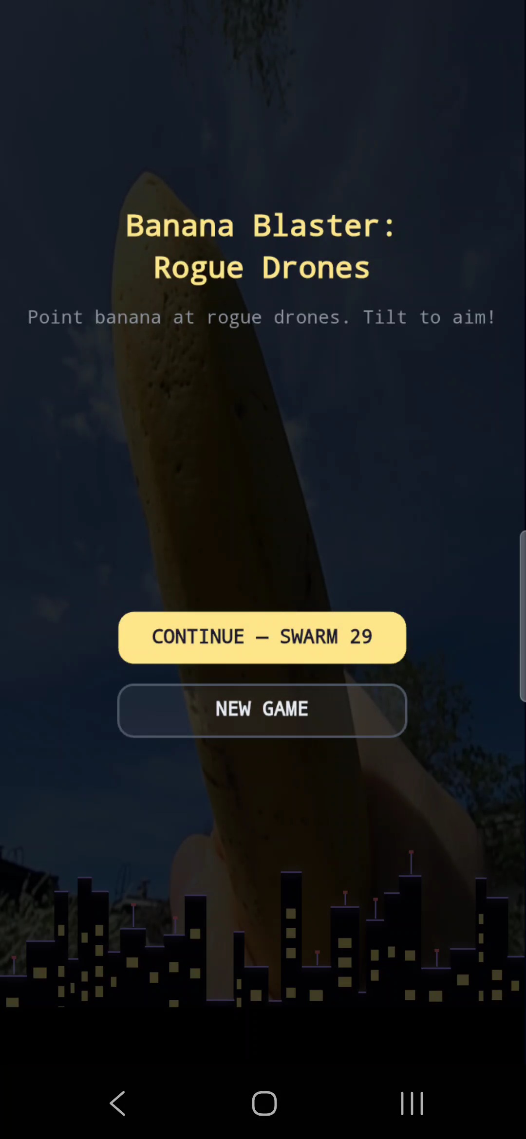 Banana Blaster start screen