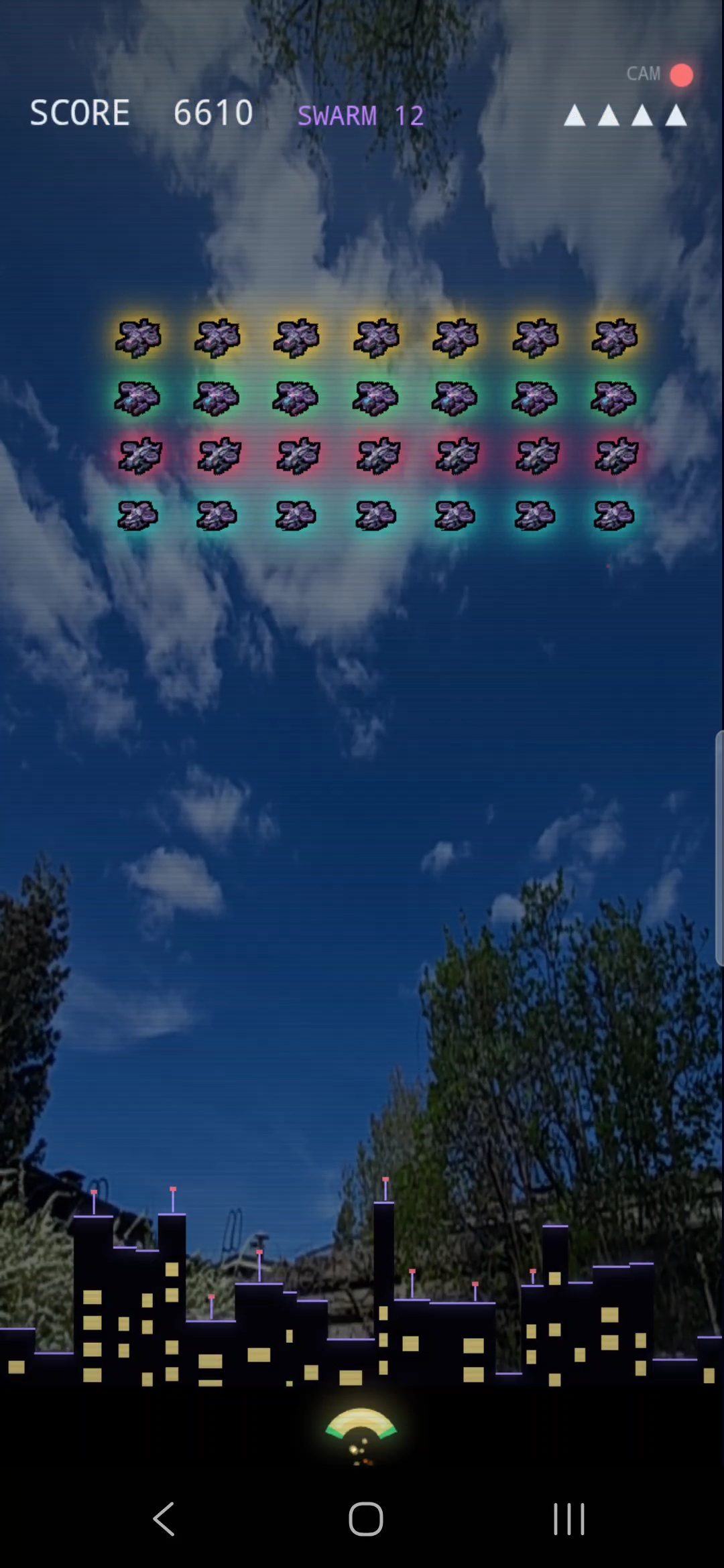Drone swarm approaching in formation